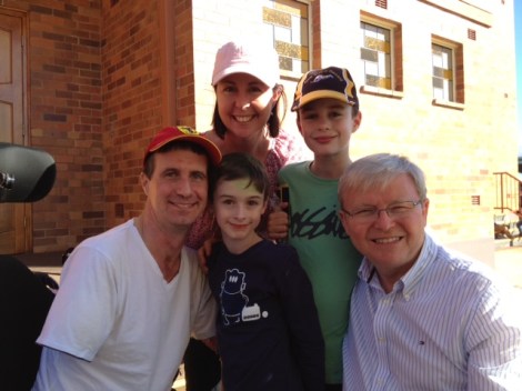 Matthew, Di, Ben, and Luke with Kevin Rudd
