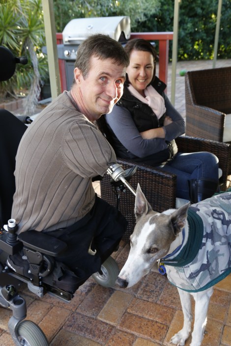 One of the canine nephews, Hamish (a greyhound), enjoying a behind the ear scratch.